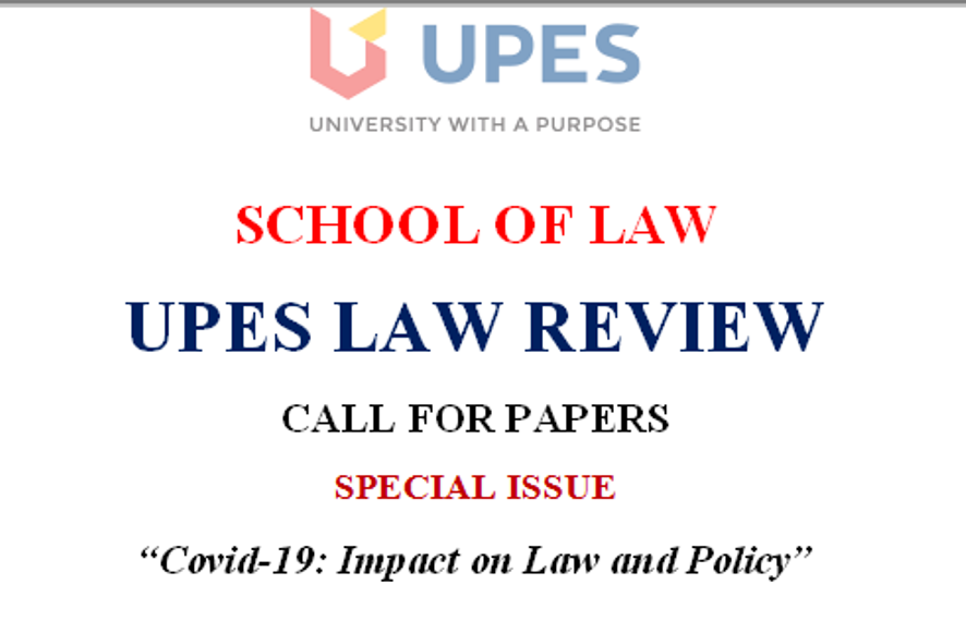 Call for Papers UPES Law Review SCC Times