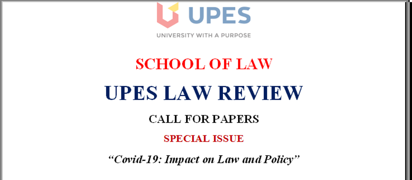 Call for Papers UPES Law Review SCC Times