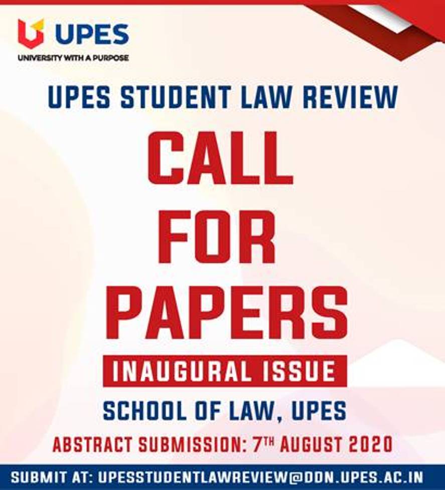 Call for Papers UPES Student Law Review (Inaugural Issue) SCC Times