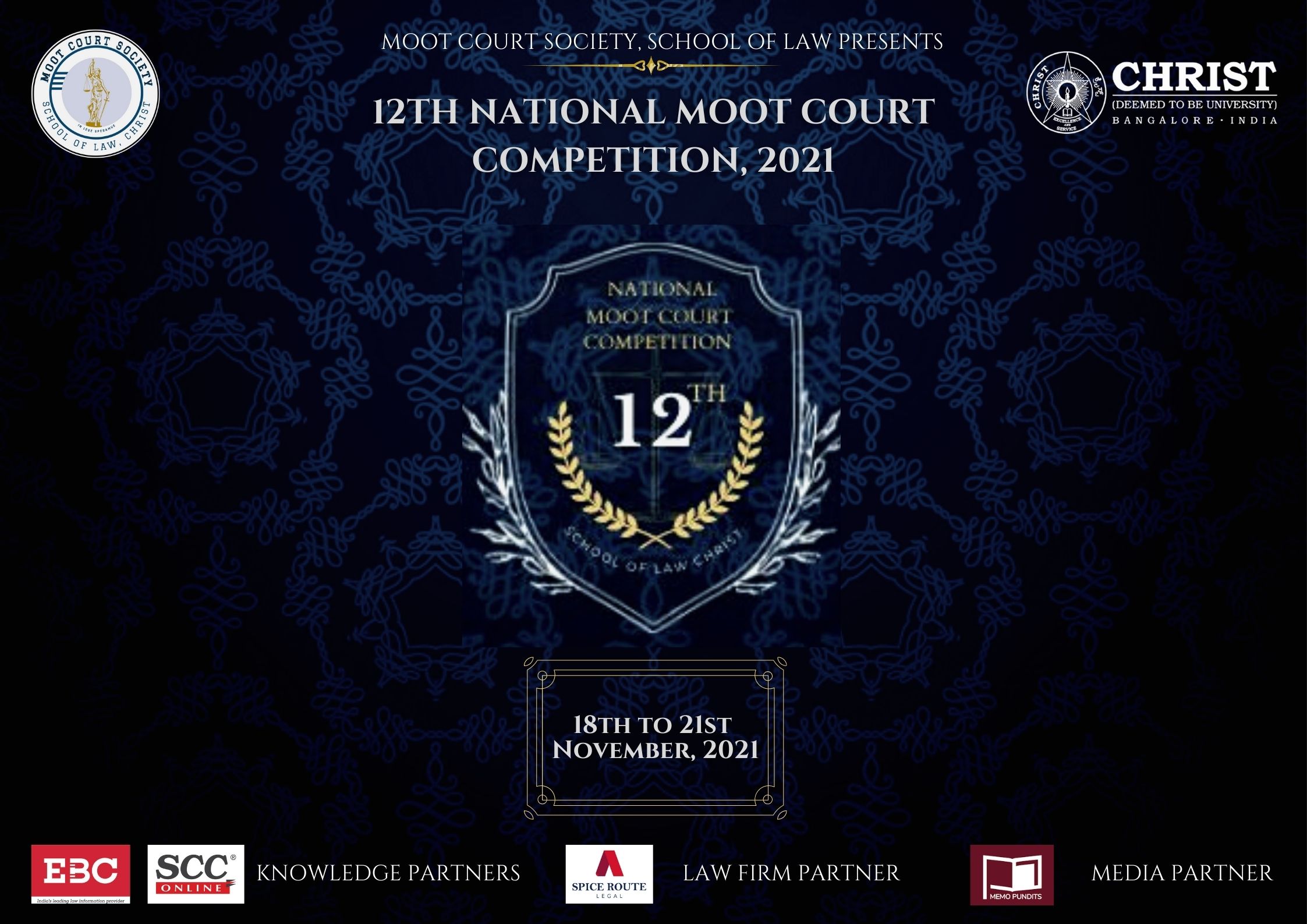 2245px x 1587px - Live | 12th National Moot Court Competition, 2021, School of Law, CHRIST  (Deemed to be University), Bangalore | SCC Blog