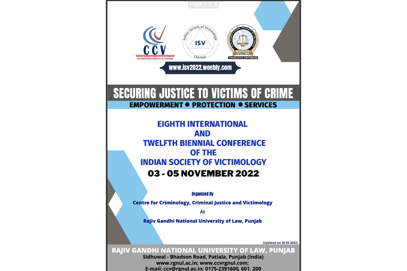 Call For Papers | Indian Society Of Victimology's Eighth International ...